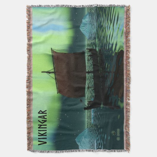 Viking Ship and Northern Lights Deken (Voorkant Verticaal)
