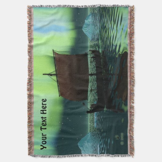Viking Ship and Northern Lights Deken (Voorkant Verticaal)