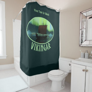 Viking Ship and Northern Lights Douchegordijn