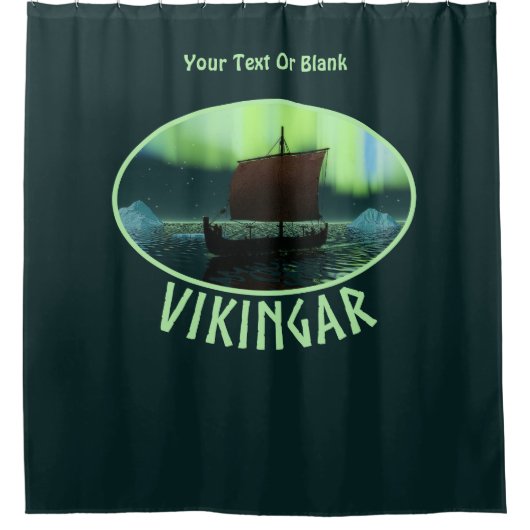 Viking Ship and Northern Lights Douchegordijn (Voorkant)