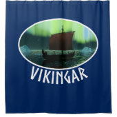Viking Ship and Northern Lights Douchegordijn (Voorkant)