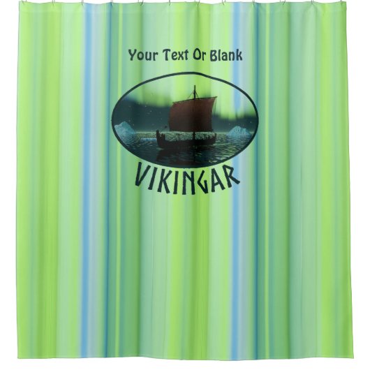 Viking Ship and Northern Lights Douchegordijn (Voorkant)