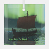 Viking Ship and Northern Lights Glas Ornament (Voorkant)