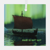 Viking Ship and Northern Lights Glas Ornament (Achterkant)