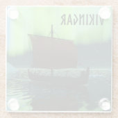 Viking Ship and Northern Lights Glazen Onderzetter (Achterkant)