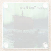 Viking Ship and Northern Lights Glazen Onderzetter (Achterkant)