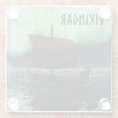 Viking Ship and Northern Lights Glazen Onderzetter (Achterkant)