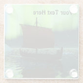 Viking Ship and Northern Lights Glazen Onderzetter (Achterkant)
