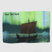 Viking Ship and Northern Lights Golfhanddoek (Horizontaal)