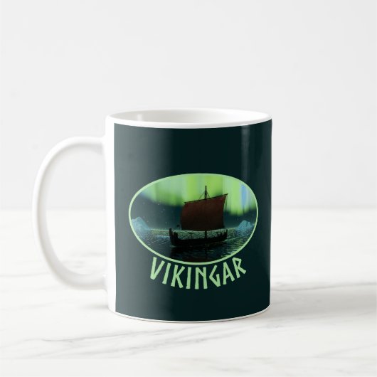Viking Ship and Northern Lights Koffiemok (Links)