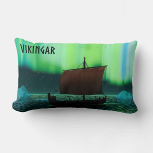 Viking Ship and Northern Lights Kussen