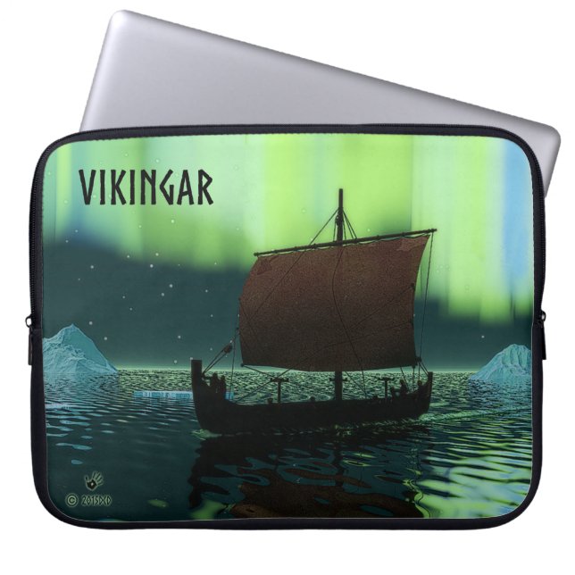 Viking Ship and Northern Lights Laptop Sleeve (Voorkant)