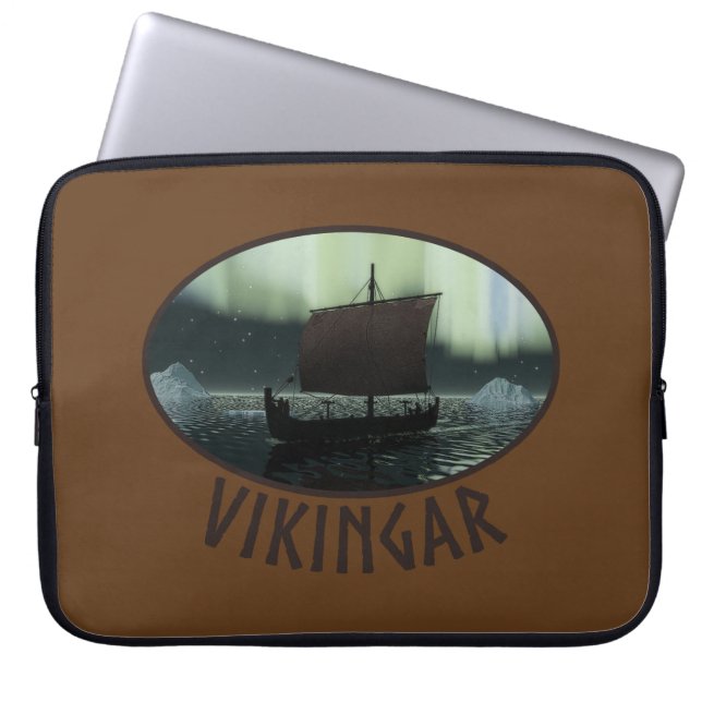 Viking Ship and Northern Lights Laptop Sleeve (Voorkant)