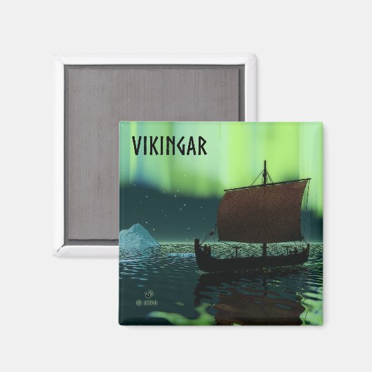 Viking Ship and Northern Lights Magneet (Voorkant / Achterkant)