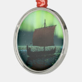 Viking Ship and Northern Lights Metalen Ornament (Links)