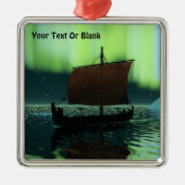 Viking Ship and Northern Lights Metalen Ornament (Voorkant)