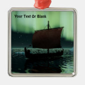 Viking Ship and Northern Lights Metalen Ornament (Voorkant)
