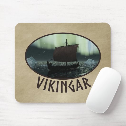 Viking Ship and Northern Lights Muismat (Met muis)