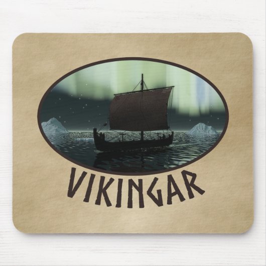 Viking Ship and Northern Lights Muismat (Voorkant)