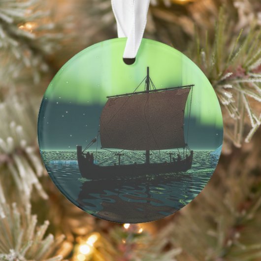 Viking Ship and Northern Lights Ornament (Boom)