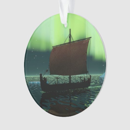 Viking Ship and Northern Lights Ornament (voorkant)