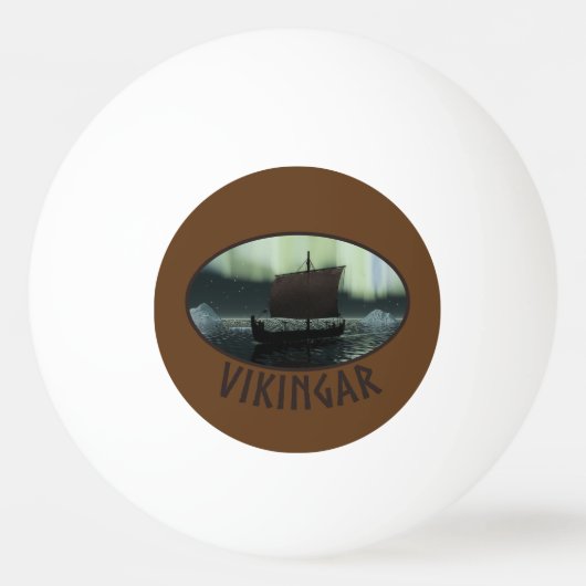 Viking Ship and Northern Lights Pingpongbal (Voorkant)