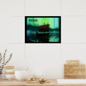 Viking Ship and Northern Lights Poster (Keuken)