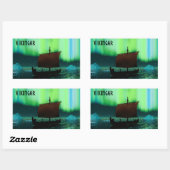 Viking Ship and Northern Lights Rechthoekige Sticker (Vel)