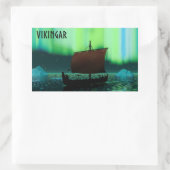 Viking Ship and Northern Lights Rechthoekige Sticker (Tas)