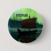Viking Ship and Northern Lights Ronde Button 5,7 Cm (Voorkant)