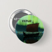 Viking Ship and Northern Lights Ronde Button 5,7 Cm (Voorkant /achterkant)