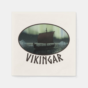 Viking Ship and Northern Lights Servetten