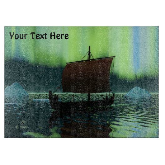Viking Ship and Northern Lights Snijplank (Voorkant)