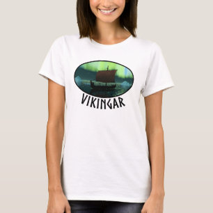 Viking Ship and Northern Lights T-shirt