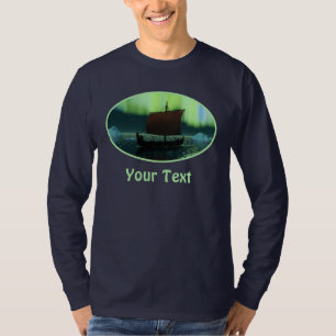 Viking Ship and Northern Lights T-shirt