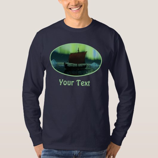 Viking Ship and Northern Lights T-shirt (Voorkant)