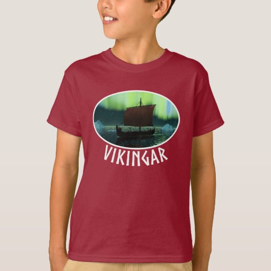 Viking Ship and Northern Lights T-shirt (Voorkant)