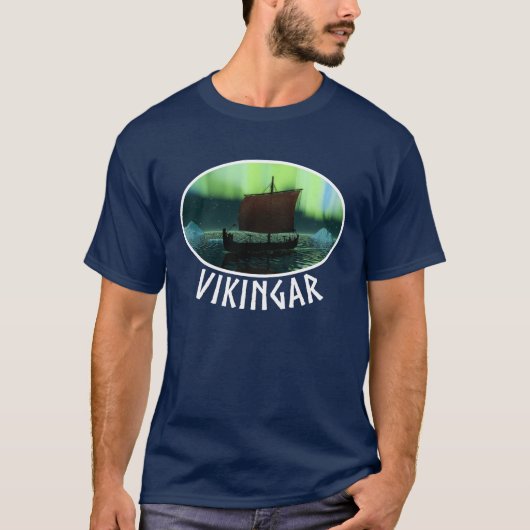 Viking Ship and Northern Lights T-shirt (Voorkant)