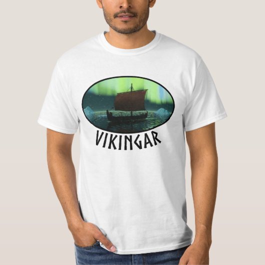 Viking Ship and Northern Lights T-shirt (Voorkant)