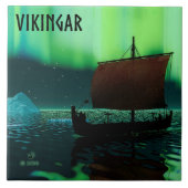 Viking Ship and Northern Lights Tegeltje (Voorkant)