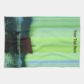 Viking Ship and Northern Lights Theedoek (Horizontaal)