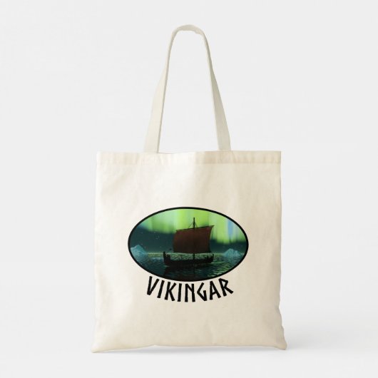 Viking Ship and Northern Lights Tote Bag (Achterkant)