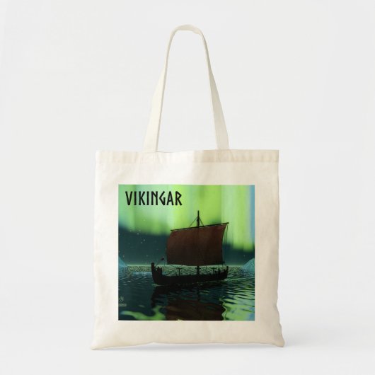 Viking Ship and Northern Lights Tote Bag (Voorkant)