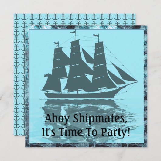 Viking Ship Birthday Kaart (Voorkant / Achterkant)