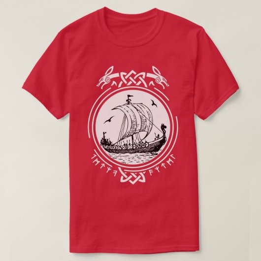 Viking Ship Boat runt Wikinger Vikings T-shirt (Design voorkant)