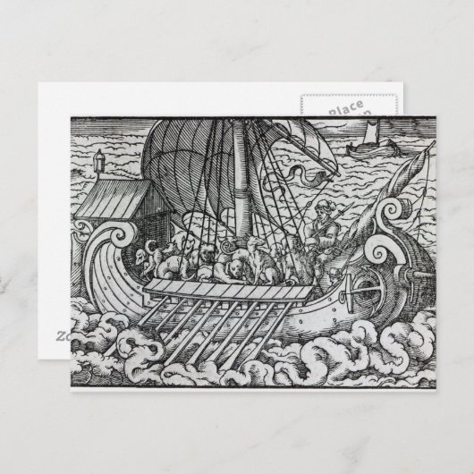 Viking Ship Briefkaart (Voorkant / Achterkant)