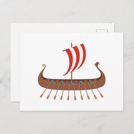 Viking Ship Briefkaart (Voorkant / Achterkant)