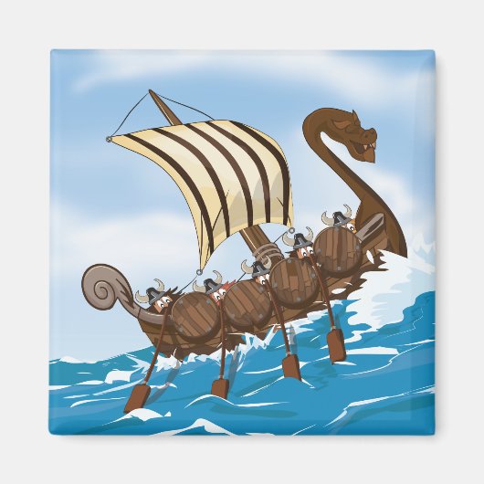 Viking Ship Cartoon Magneet (Voorkant)