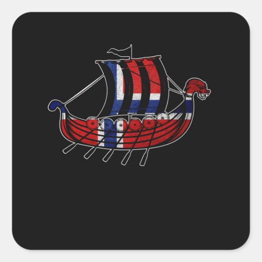 Viking Ship Gift Norway Valhalla Odin Scandinavia Vierkante Sticker (Voorkant)
