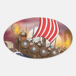 Viking Ship Invasion Fleet Ovale Sticker